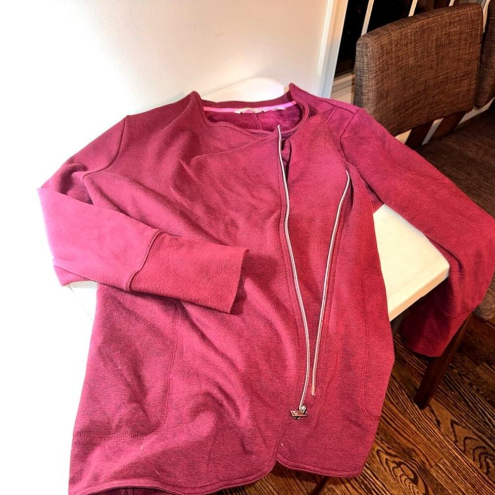 Isaac Mizrahi Live Maroon Zip-Up Hoodie Size L